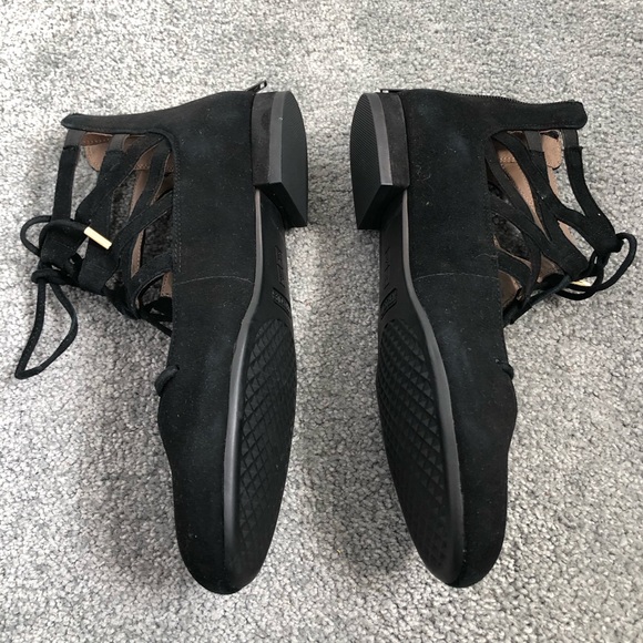 New Aerosoles black nubuck leather comfy ballet flat shoes slippers ankle wrap 7 - Picture 4 of 6